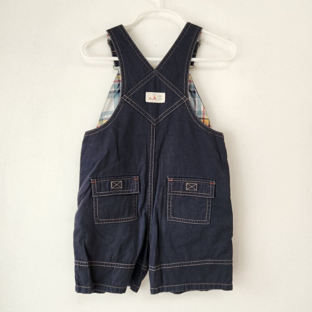 Janie and Jack Boys Overalls Shorts Blue Shortalls Outfit Embroidered 18-24M - Picture 2 of 8